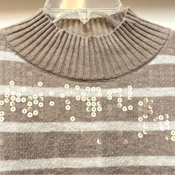 On 34th Women's Sequined Striped Mock-Neck Sweater Size XL - Picture 6 of 12